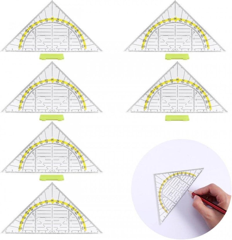 Átlátszó geometriai vonalzó szett - 6 db háromszög rajzeszköz diákoknak