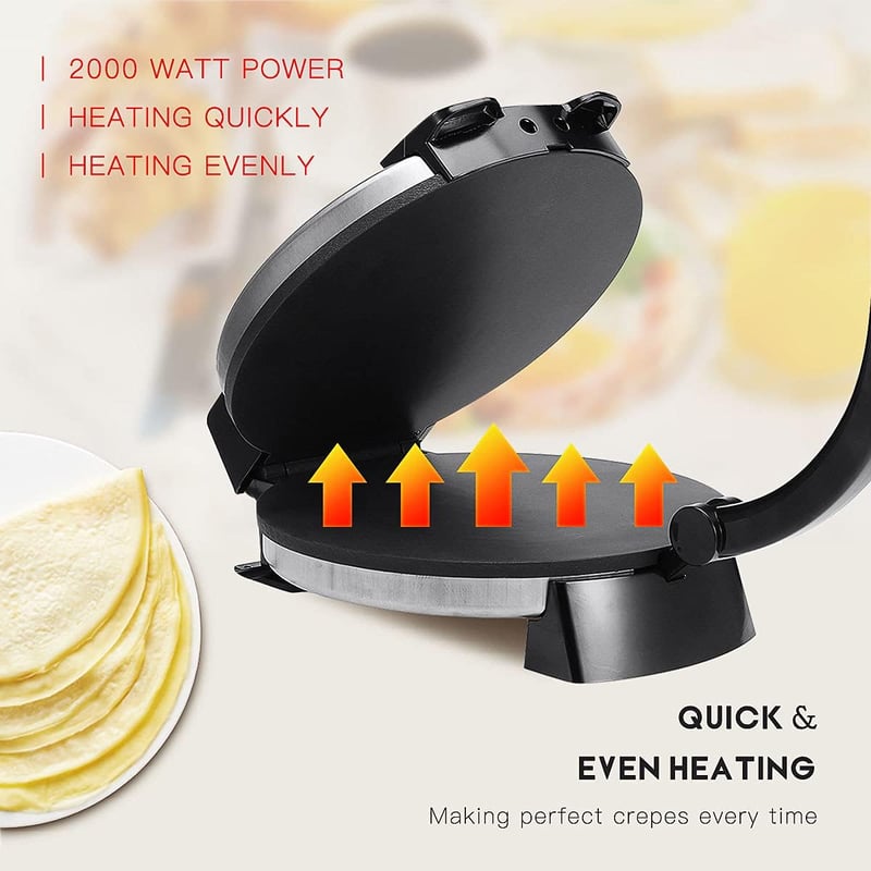 SOKANY KJ-507 1100W-os rotisütő, 32 cm-es tortillaprés, tapadásmentes bevonat, chapatihoz, indiai rotihoz és pataconerához