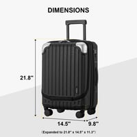 LEVEL8 bővíthető, laptoptartós, ABS+ PC keményfalú bőrönd, 55 cm, fekete 9