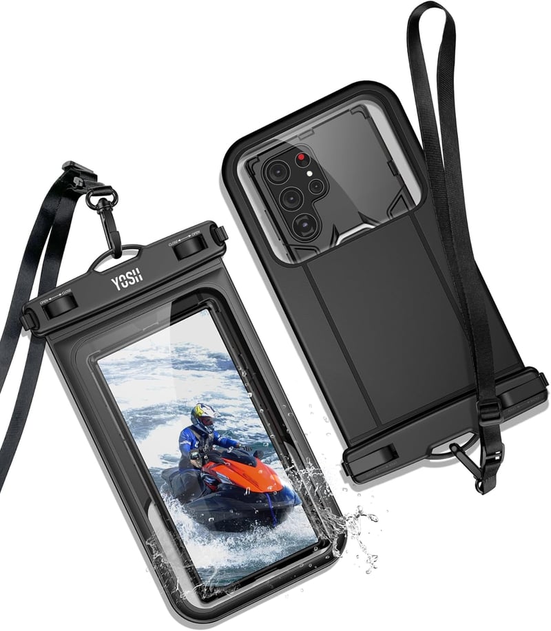 YOSH vízálló telefontok XXL méretű készülékekhez, 9"-ig, kártyatartóval - iPhone 15 Pro Max, Samsung S24 Ultra kompatibilis