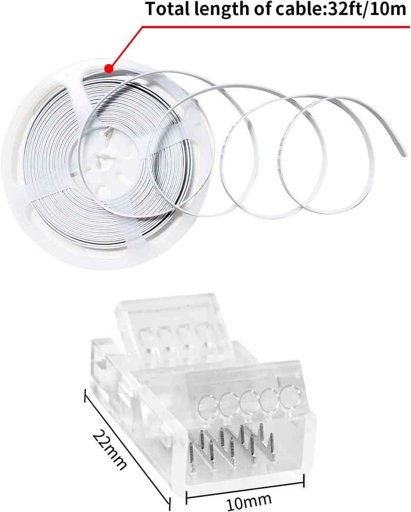 Aroidful 5 darabos RGB LED szalag csatlakozó és 10m kábel készlet