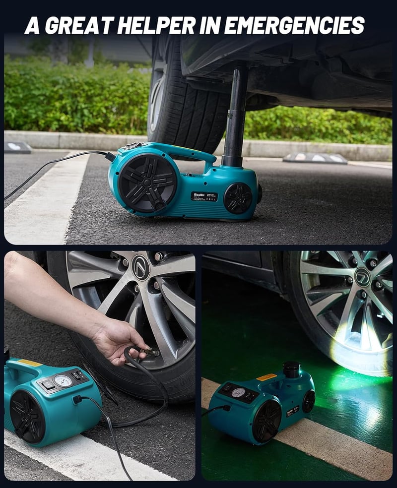 Seesii Hidraulikus Autóemelő 5T 3T 2T - 3 az 1-ben Elektromos 12V Emelő Gumiabroncs Pumpával és LED Világítással Autókhoz, SUV, MPV és Furgo