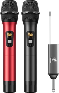 TONOR TW630 Vezeték Nélküli Mikrofon Szett - Dupla UHF Fém Mikrofon Tölthető Vevővel, 60m Hatótáv, Karaoke, Rendezvény, DJ  1