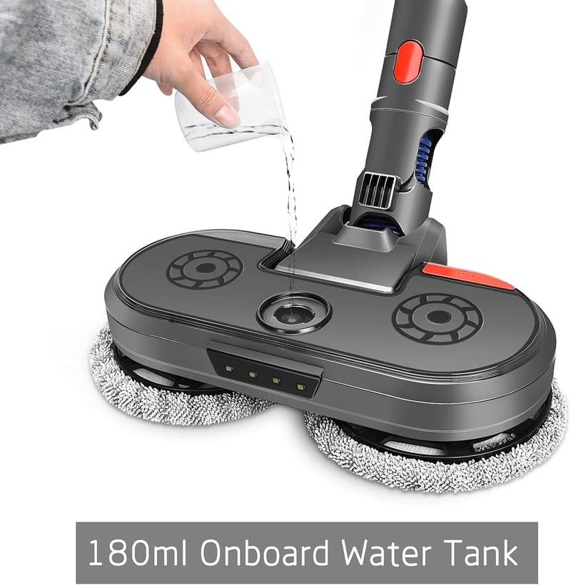 DrRobor Elektromos Felmosó Adapter Dyson V15 V11 V10 V8 V7 Porszívókhoz - Beépített Víztartállyal, LED Világítással, Mosható Fejjel