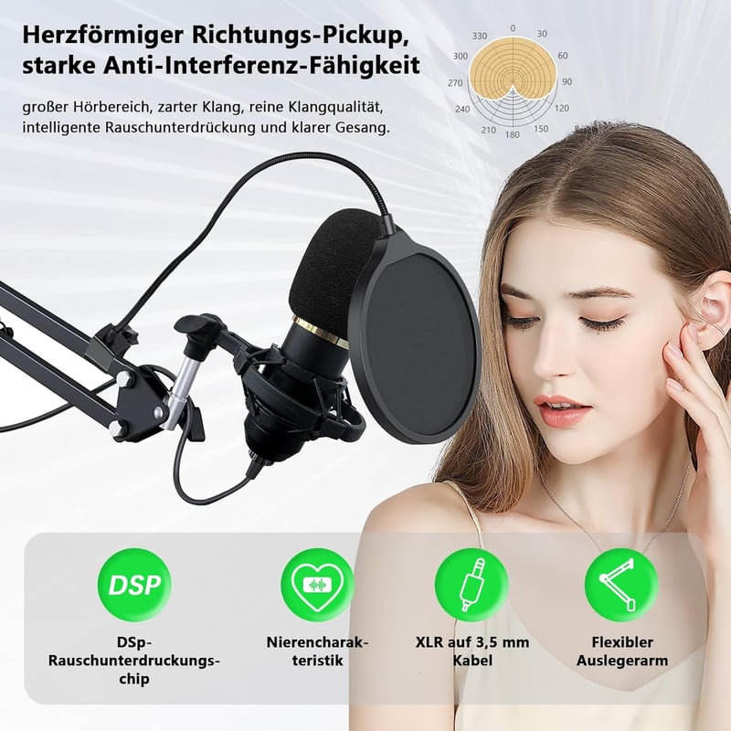 RUBEHOOW Mixer Kit DJ Controller BM800 Mikrofon Élő Előadáshoz Karaoke Felvételhez