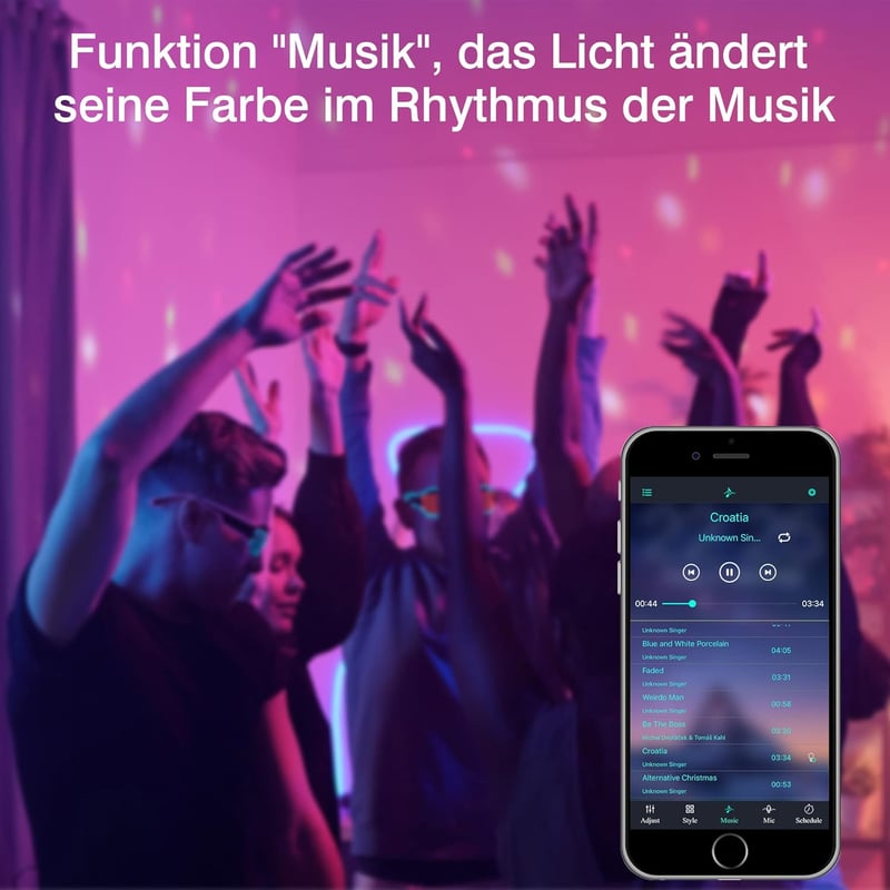 OUSIDE RGB LED Reflektor Szett, 2 db 100W Bluetooth Kültéri Világítás, IP66 Vízálló, 15000 Lumen, Színváltós Hangulatfény Kertbe, Erkélyre