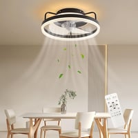 Baerolc 40 cm-es Mennyezeti Ventilátor LED Világítással - Szabályozható Fényerő, 6 Sebességfokozat, Fekete Dizájn Hálószobába, Konyhába, Étk 1