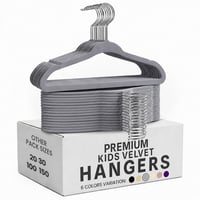 Utopia Home Umerașe de catifea pentru copii, 40 bucăți - Gri, umerașe antiderapante pentru copii, 27,9 cm, cu cârlig din oțel 1