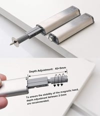 CTRICALVER Mágneses Nyomásra Nyíló Ajtó és Fiók Nyitó Szett - 6 db Rozsdamentes Acél és ABS Műanyag Fogantyú Nélküli Mechanizmus 4