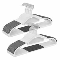 SONGMICS Plastične vješalice za odjeću, set od 28 komada, protuklizne, 0,5 cm tanke, širine 42 cm, prostorno učinkovite, bijelo-sive 2