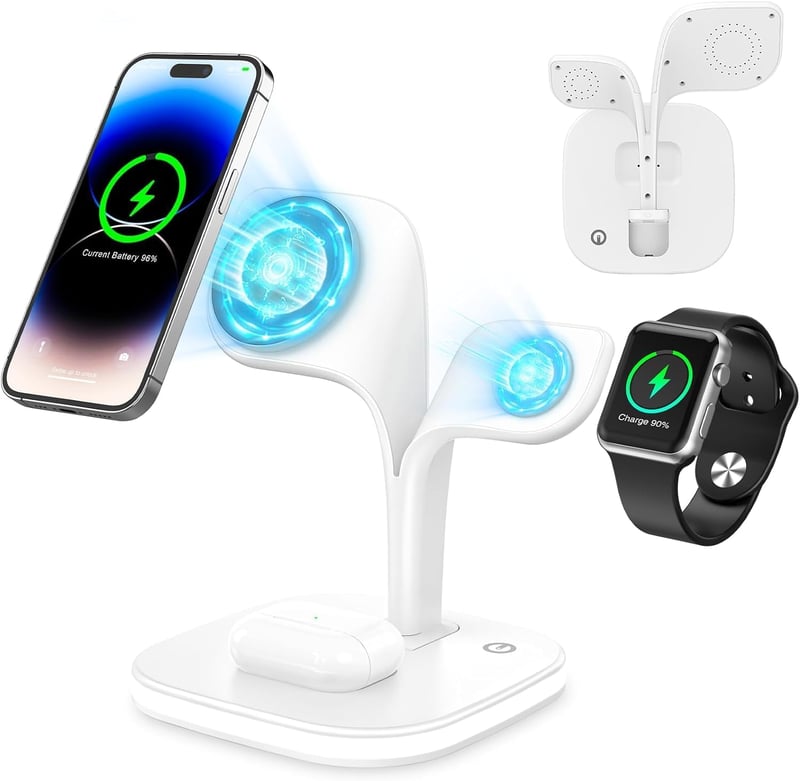 COLSUR 5 az 1-ben MagSafe töltőállomás iPhone-hoz, iWatch-hoz és AirPods-hoz, éjjeli fénnyel