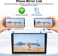 Univerzális 1 DIN Autórádió Android 15 - 10" Érintőképernyős Fejegység 2GB+64GB, Vezeték Nélküli CarPlay, Bluetooth 5.0, GPS Navigáció, WiFi, To 3
