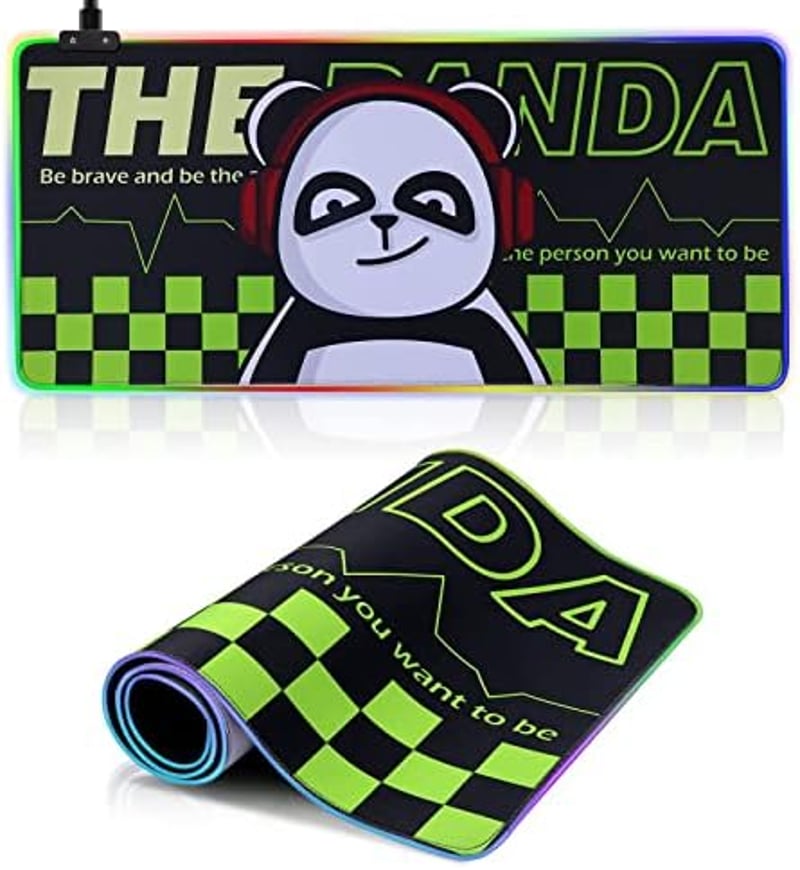 EPOMAKER Cyber Panda RGB világító egérpad, 90x40 cm, csúszásgátló, vastag