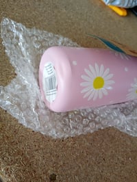 Sticlă pentru copii ion8 din oțel inoxidabil 400 ml, model cu margarete, roz, etanșă — mică lovitură la bază (stare: vezi a 2-a imagine) 3