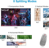 4K HDMI Videófal Vezérlő 2x2 - 8 Megjelenítési Mód, Távirányítóval 5
