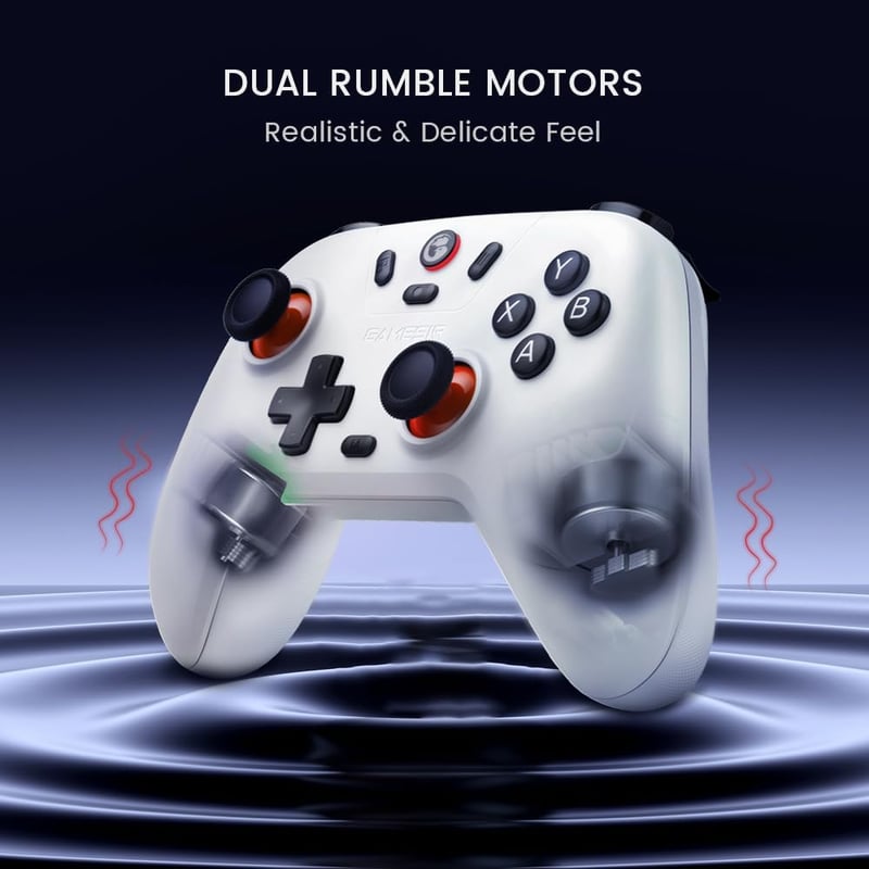 GameSir Nova Lite Vezeték Nélküli Kontroller, Háromféle Csatlakozás, PC/Switch/Steam/iOS/Android Gamepad, Hall Effekt Ravasz, Rezgés, Fehér