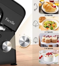 Facelle 1300W Professzionális Robotgép 10 Sebességgel, 5,5L Inox Tállal, Fekete 2