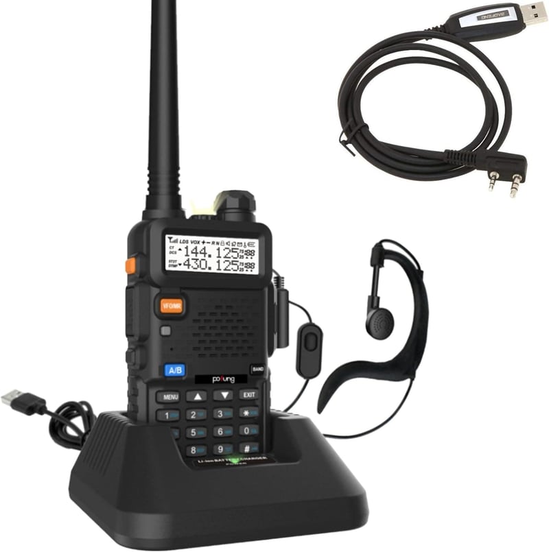 Baofeng BF5RUV Kétsávos Walkie-Talkie VHF/UHF Amatőr Rádió USB Töltővel és Programozókábellel