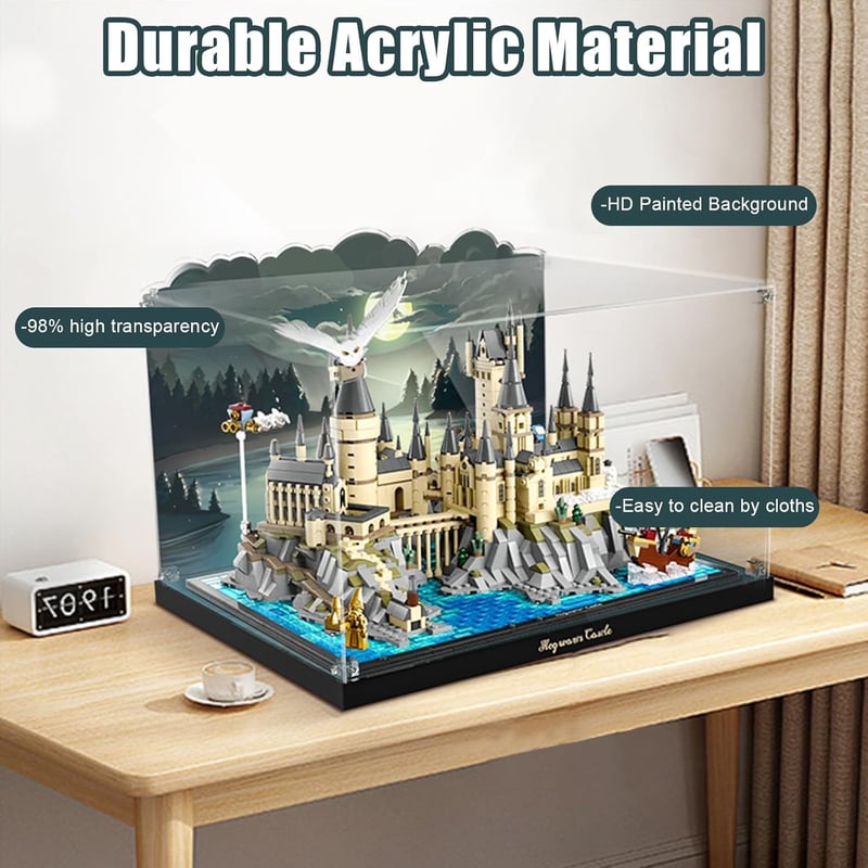 cooldac Akril Vitrin Harry Potter Hogwarts Kastély 76419 LEGO Szetthez - Átlátszó Porvédő Kijelző Doboz, 40x30x30 cm