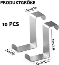 ACONDE 10 db-os Rozsdamentes Acél Z-alakú Ajtóakasztó Szett - Fúrás Nélküli Szekrényakasztók Konyhába, Fürdőbe, 45 mm, Ezüst 3