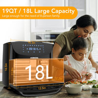 Acekool 18L XXL Forrólevegős Sütő, 1800W Olajmentes Fritőz, LED Érintőkijelzővel, Átlátszó Ablakkal, 7 Kiegészítővel, Időzítővel, Fekete 3