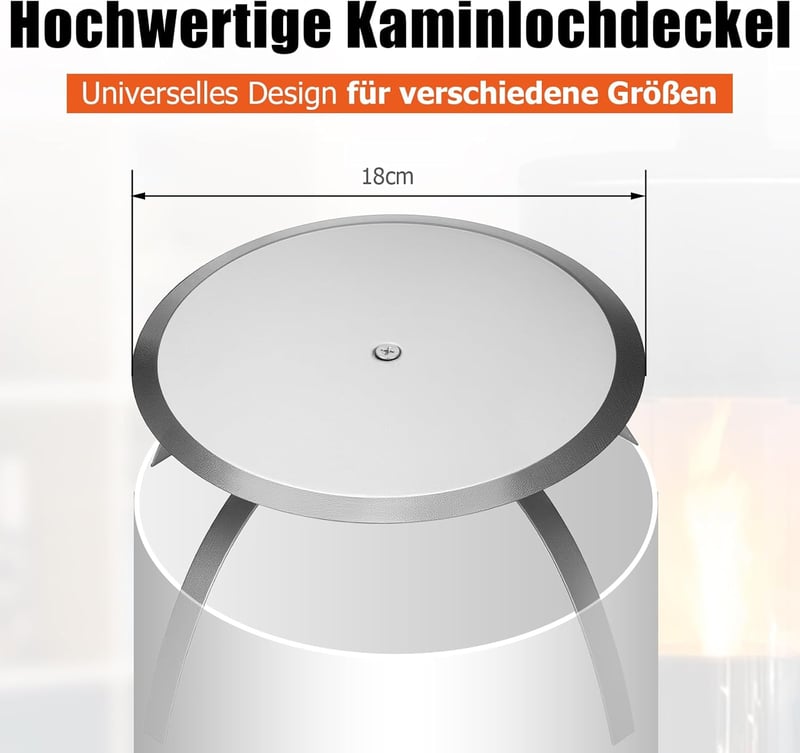 Ancable Kémény Fedőlap 180 mm - Rozsdamentes Acél Kályha Cső Takaró - Univerzális Fali Nyílás Fedél Kéménycsatlakozásokhoz