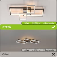OTREN LED Mennyezeti Lámpa 65 cm, Fényerőszabályozható, Memória Funkcióval és Távirányítóval - Nappali, Étkező, Konyha, Iroda Világítás 52W 5