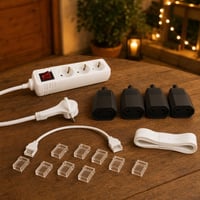 Set za popravak struje: 4x ravni Euro utikač + 1x razdjelnik + 5x konektor za LED trake 1