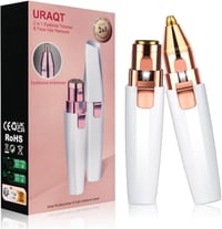 URAQT 2 az 1-ben USB-s női arcszőrtelenítő, LED-es, fájdalommentes, szemöldök és orr szőrtelenítő (fehér) 1