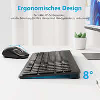 OMOTON vezeték nélküli billentyűzet és egér szett, Windows kompatibilis, QWERTZ, fekete 5