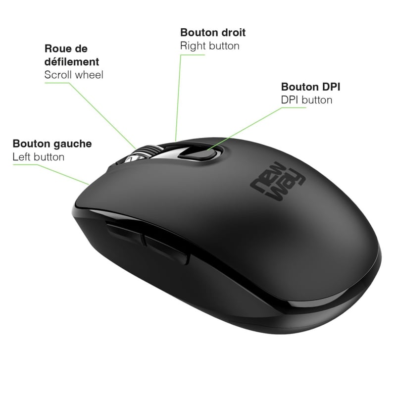 NEWWAY – RF02 vezeték nélküli billentyűzet és egér alátéttel – francia vezeték nélküli billentyűzet (AZERTY) 105 billentyű 13 multimédiás parancsikon – 2,4 GHz-es