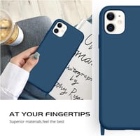 iPhone 11 Sötétkék Szilikon Tok Lánccal, Ütésálló, Mikroszálas Béléssel 8