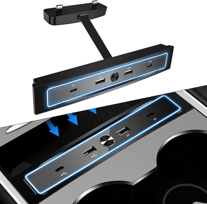 Tesla Model 3/Y USB Hub: 4 az 1-ben intelligens dokkoló, gyorstöltéssel (2021-2022)
