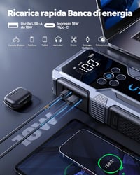 UTRAI 4000A Autós Bikázó Készülék 150PSI Kompresszorral - Gyorstöltés 3.0, 8.5L Benzin/6.5L Dízel Járművekhez, Beépített LED Lámpával 5