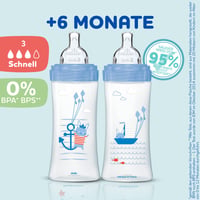 Dodie Újszülött Készlet - 6 Anticolic Cumisüveg (150-330 ml), Cumi, Üvegmosó Kefe, BPA-mentes, Kék Tengeri Dizájn 5