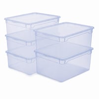 Priehľadný úložný box s vekom Rotho Clear, stohovateľný, modrý, 10 l, súprava 5 ks (neúplné balenie) 1