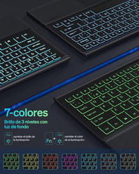 Doohoeek Bluetooth Billentyűzet Tok Samsung Galaxy Tab S8+ 12.4''/S7 FE 2021/S7+ 2020 Tablethez, 7 Színű Háttérvilágítással, Fekete - S8 Plus 6