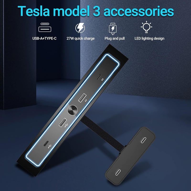 Tesla Model 3/Y USB Hub: 4 az 1-ben intelligens dokkoló, gyorstöltéssel (2021-2022)