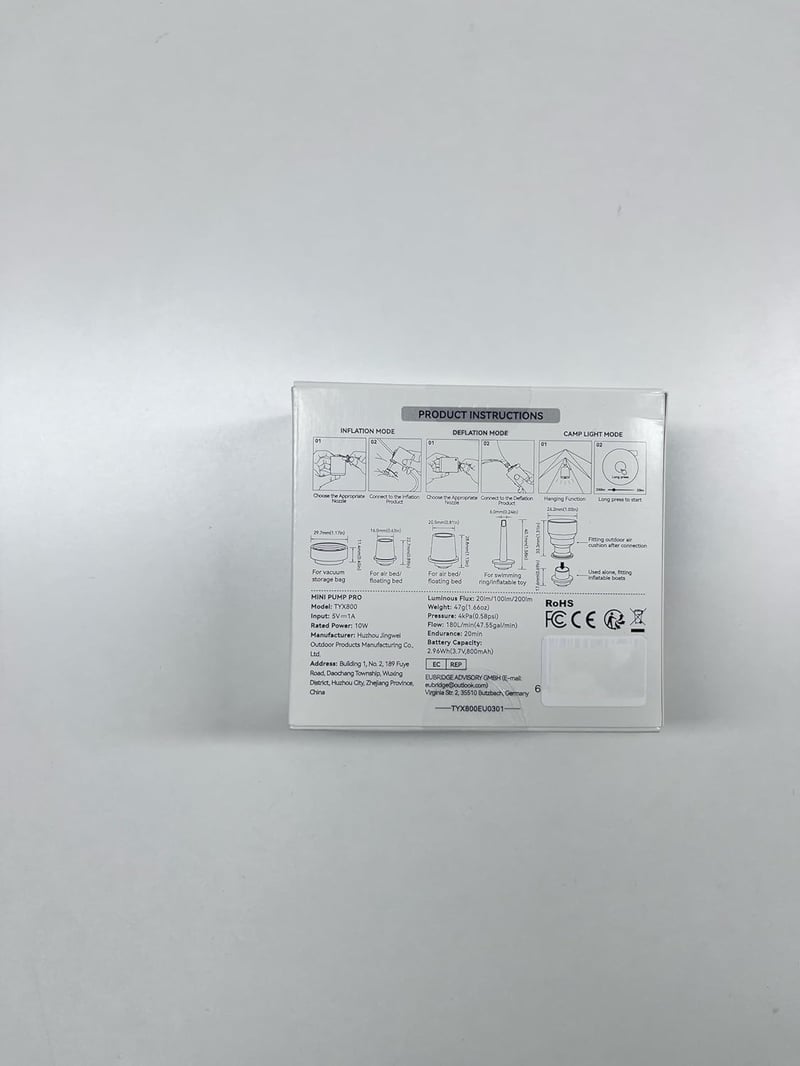 FlexTailGear Mini Pumpa 2024 - Kompakt USB-s Elektromos Légpumpa Matracokhoz, Kempinghez