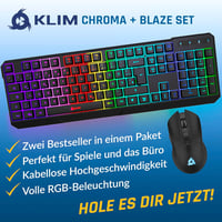 KLIM Blaze & Chroma Vezeték Nélküli Egér-Billentyűzet Szett - RGB Háttérvilágítás, Hosszú Élettartamú Akkumulátor, PC és Mac Kompatibilis, G 2