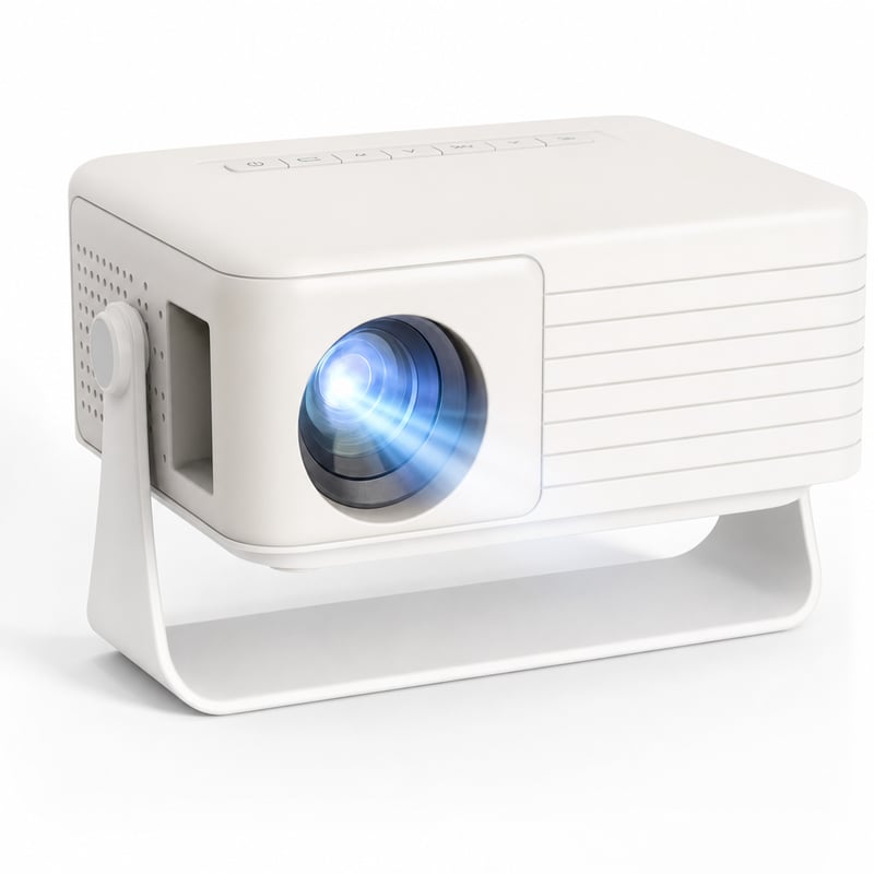 Mini proiector YOTON Y3, rezoluție nativă 720P, culoare galbenă – defect, funcționează parțial: proiectorul se blochează la afișarea logo-ului, crăpat (stare: vezi a 2-a fotografie)