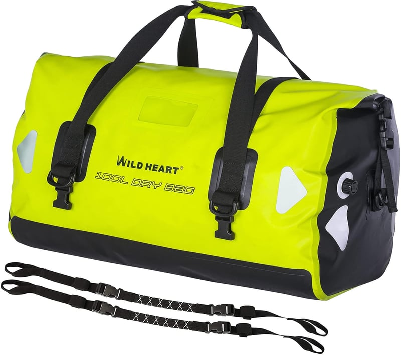 WILD HEART vízálló utazótáska 40L 66L 100L kempingezéshez kajak túrához motorozáshoz - 66L, 66 L Bright Green