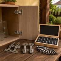 Set za montažu kuhinjskih fronti: 2x 110° spojnica + 2x kutna spojnica + 16-dijelni set Forstner svrdala 1