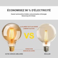 EXTRASTAR G80 Edison Vintage LED Izzó, 2db, 6W, E27, Meleg Fehér 2200K, 48W Egyenértékű, Retro Antik Dekorációs Lámpa 4