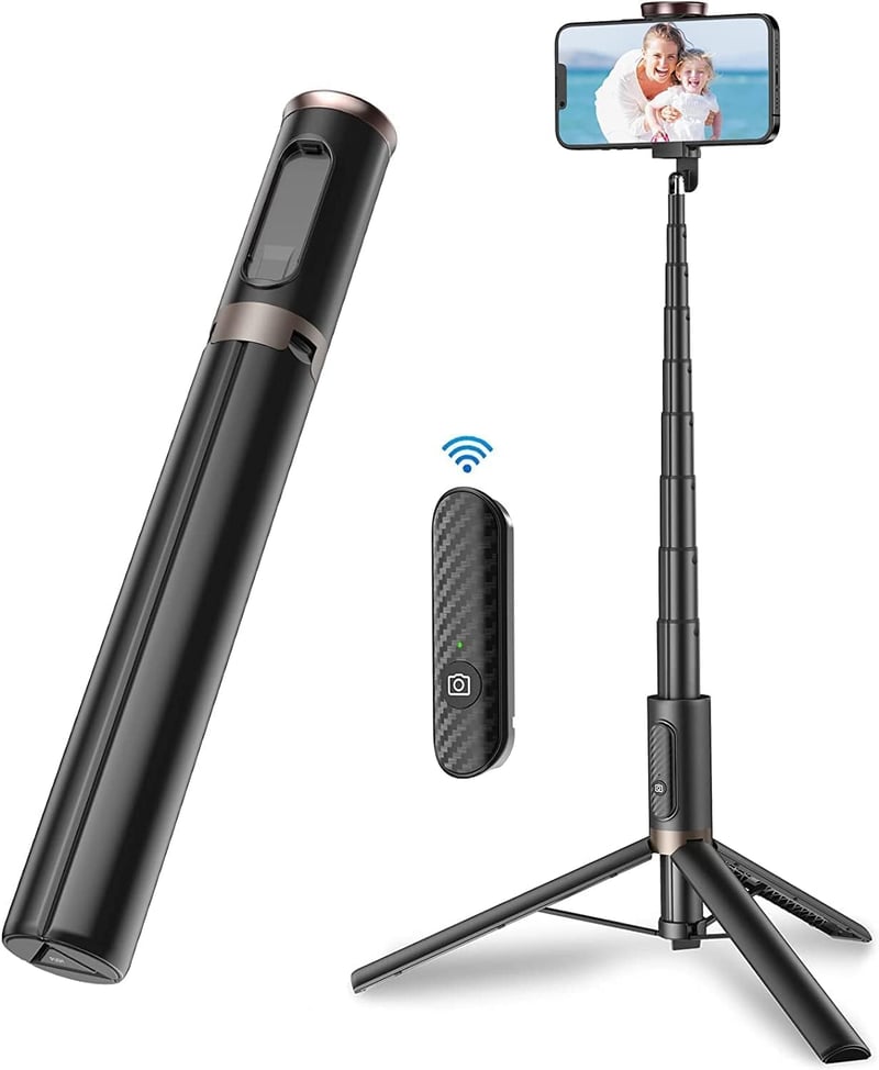 TONEOF 152cm-es Forgatható Szelfibot Állvány iPhone és Android Telefonokhoz - Fekete - 173cm, Beige Grey