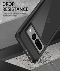 Google Pixel 7 Pro Ütésálló Átlátszó Tok Beépített Képernyővédővel - Fekete 5