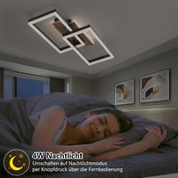 SEATAIN Fa Mennyezeti Lámpa - Fekete Téglalap 48W LED, Távirányítós, Fényerőszabályozható, 3000K-6000K, 4800lm, Éjszakai Fény Funkcióval 3