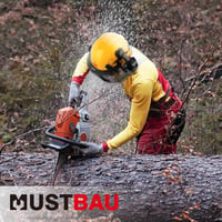 Mustbau Biztonsági Sisak Erdészeti Munkákhoz - Állítható Méretű (53-63 cm) Védősisak Hálós Arcvédővel és Fülvédővel - Sárga ABS Munkavédelmi 6