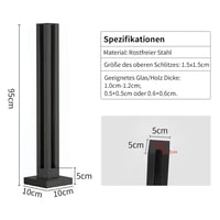 ABONOK 95 cm-es Fekete Sarok Üvegkorlát Oszlop - 304-es Rozsdamentes Acél, 10-12 mm Üveghez, Erkélyhez, Lépcsőhöz, Teraszhoz 5