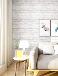 myforHD Öntapadós Tégla Mintás Tapéta - Vintage Fehér Fal Dekoráció, Vízálló PVC Matrica Bútorokra, Falra, Ajtóra (45 x 300 cm) 3